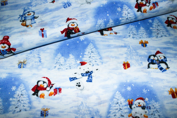 Designer-Baumwollstoff Snow what Fun Scenic (10 cm)